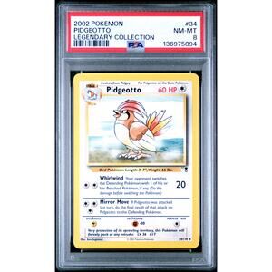 PSA 8 NM-MT Pidgeotto 34/110 Pokémon 2002 Legendary Collection Non Holo Rare